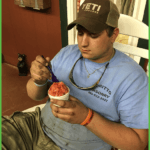 Austin Having Shaved Ice After a Hard Day's Work