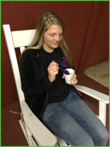 Brenda Fioritto having shaved ice